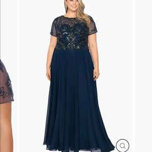 "JERRI" BEADED SHORT SLEEVE CHIFFON GOWN